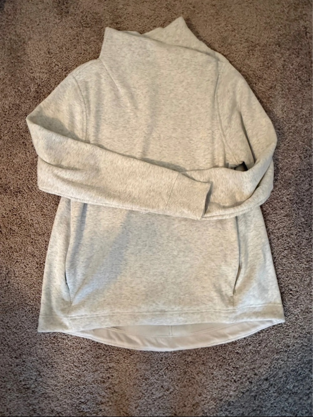 Athleta Light Heather Gray Funnel Neck Pullover Sweater